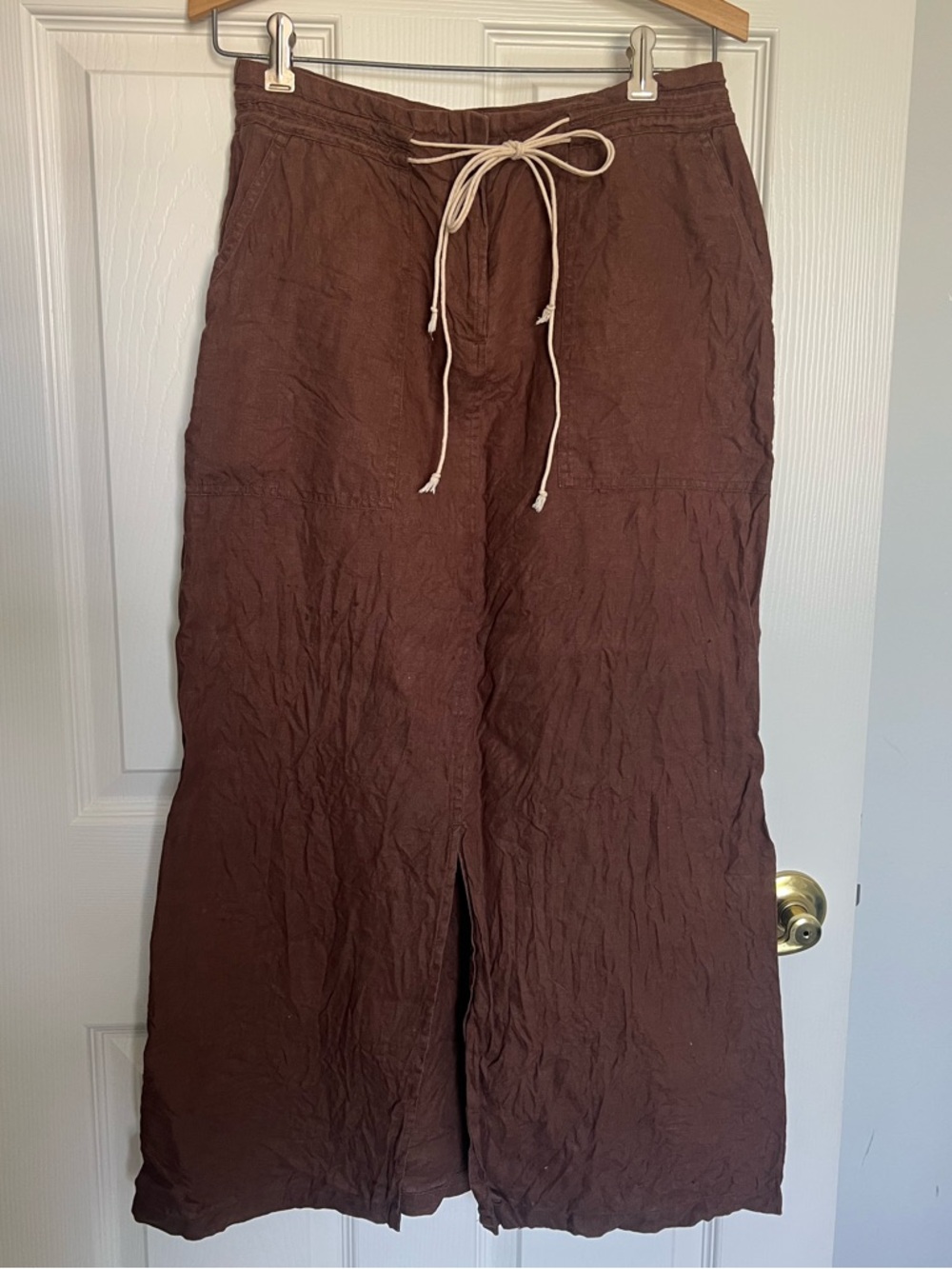 Vintage Y2K 100% Linen Brown Skirt